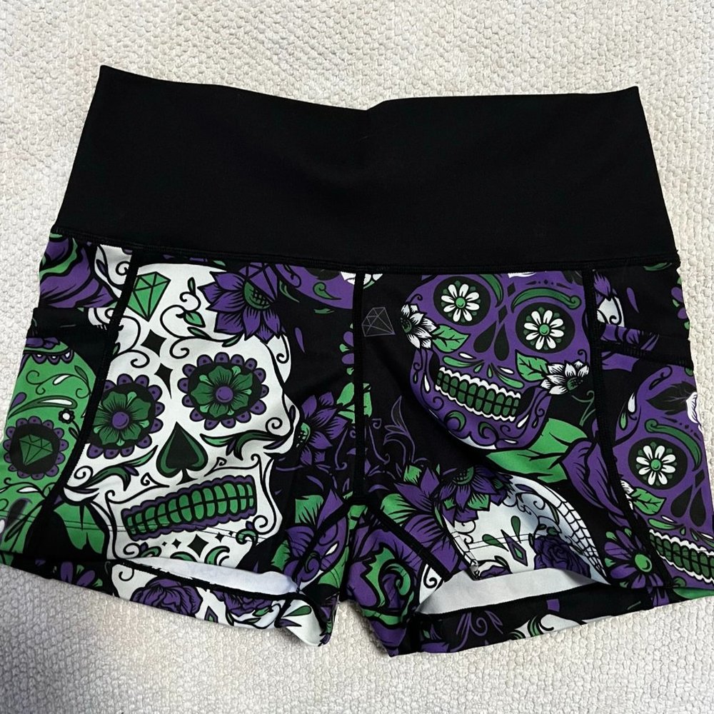 CVG Green Purple Skulls Athletic Shorts